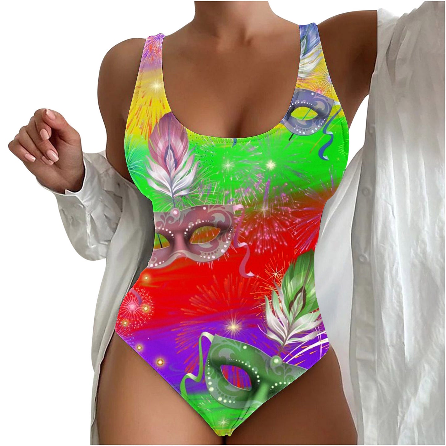 Women's Seaside Beach Swimsuit 3D Contrast Color One-piece Swimsuit