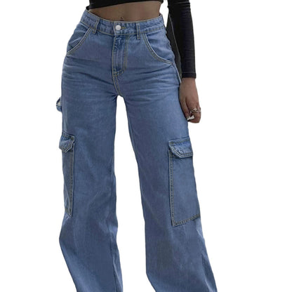 Women's Fashion Personality All-matching Straight Jeans