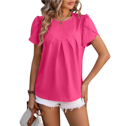 European And American Women's Clothing Casual V-neck Chiffon Shirt