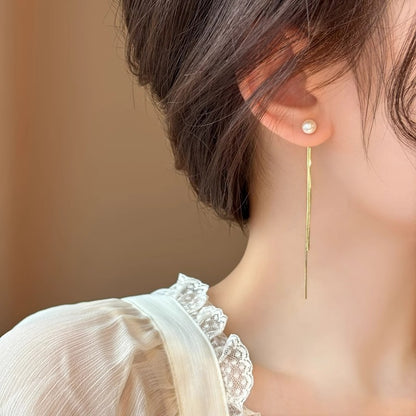 Women's Pearl Tassel Ear Studs