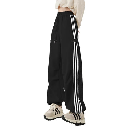 Chinese Cotton Composite American Striped Wide-leg Workwear Sweatpants