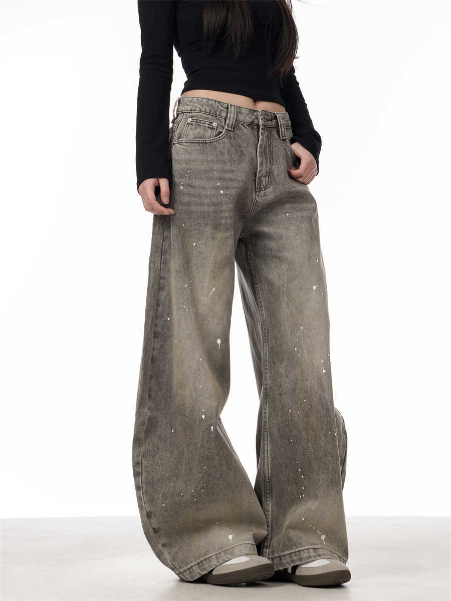 Retro Splash-ink Jeans Women's Machete Couple Pants