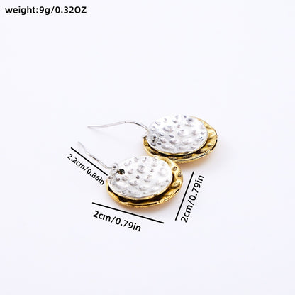 Mingcheng Cross-border Hot Sale Hammered Two-tone Circle Pendant Earrings Bohemian Women's Fashion Earrings Jewelry Gift