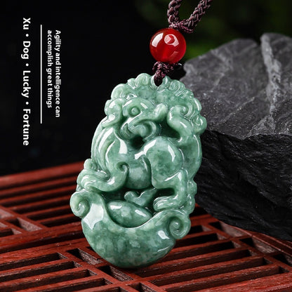 Natural A Cargo Jade Zodiac Rat Ox Tiger Rabbit Dragon Snake Horse And Sheep Monkey Chicken Dog Pig Jade Pendant Ornaments Wholesale