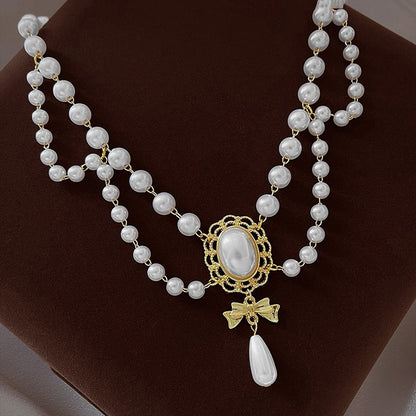 Retro Baroque Pearl Tassel Necklace