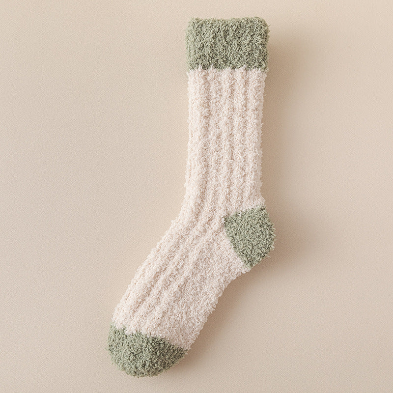 Coral Fleece Socks Women's Thickened Thermal Middle Tube