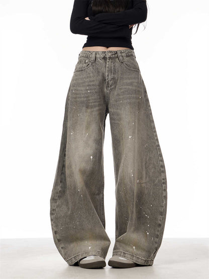 Retro Splash-ink Jeans Women's Machete Couple Pants