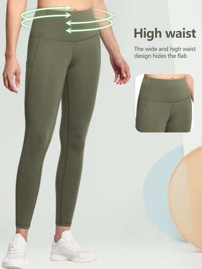 Leggings für Damen mit Taschen, hohe Taille, Bauchkontrolle, für Workout, Laufen, Yogahosen, leichte Jogginghosen für Fitness, Pilates