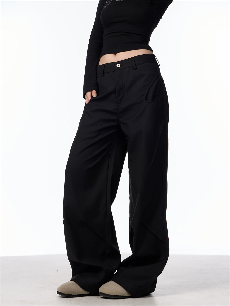 Retro American Design Pleated Niche Casual Matchet Pants Women