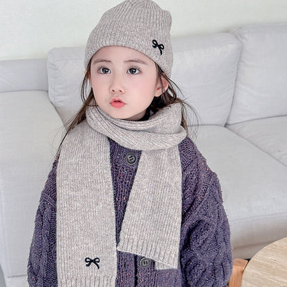 Children's Knitted Scarf Pure Color All-matching Suit