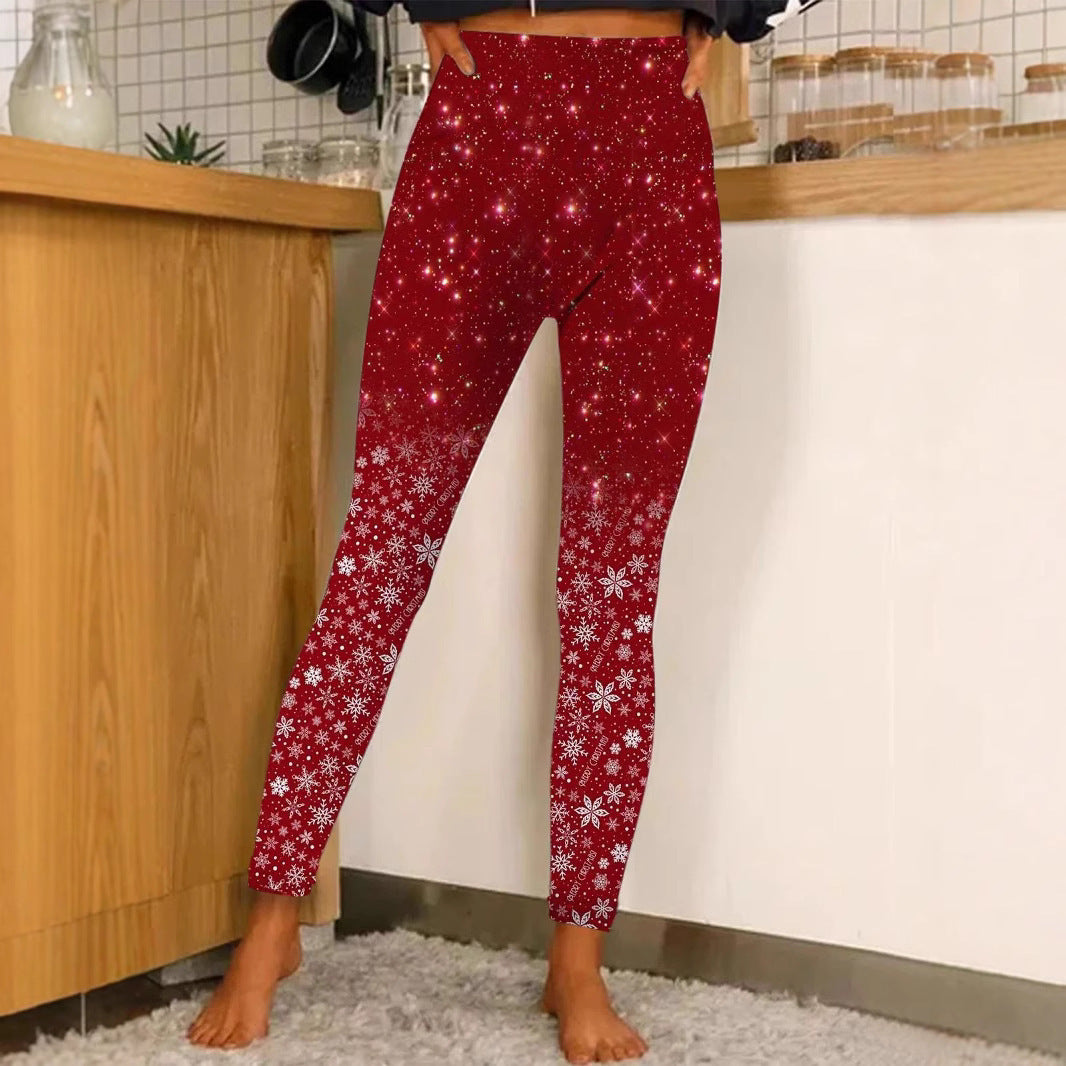 Christmas Printing Fashion Trend Women's Home Outdoor Tight Leggings