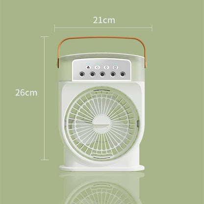 Tragbarer USB-Klimaanlagen-Lüfter mit 5 Sprays, 7 Farblicht, 600 ml Wassertank, Sprühnebel, Luftkühler, Luftbefeuchter