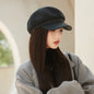 Korean Hat British Retro Leather Along Octagonal Cap