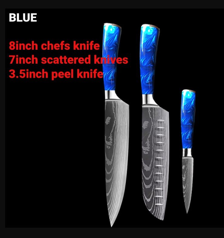 8-inch Chef Knife with Blue Resin Handle