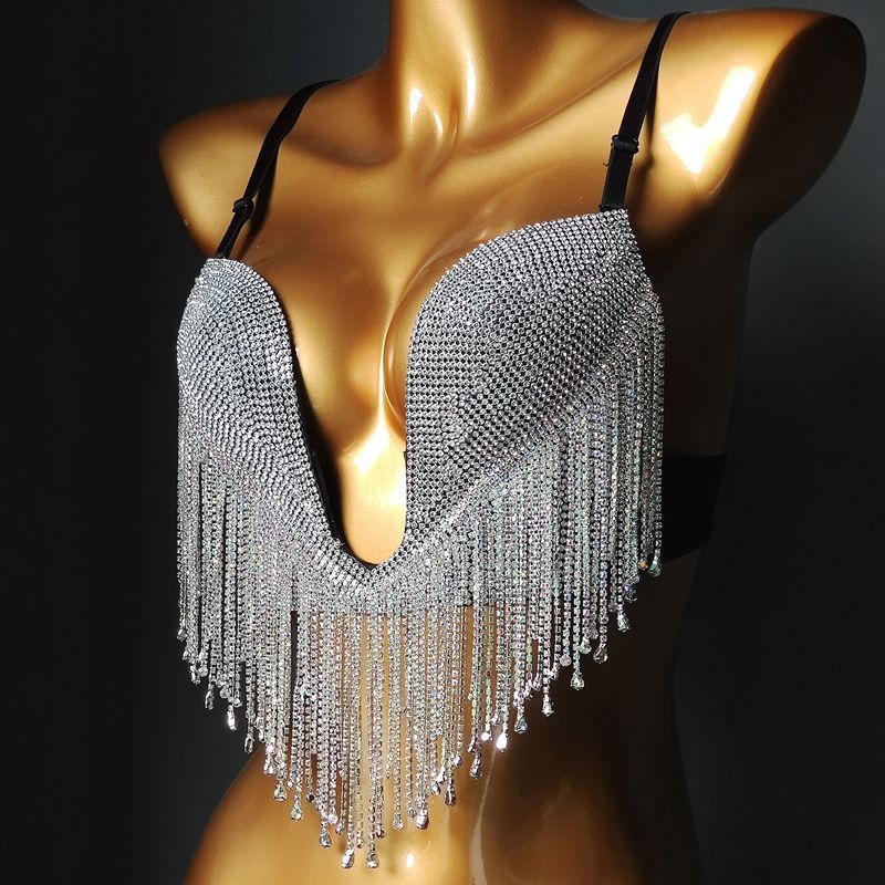 Diamond Tassel Deep And Micro Hard Cup Bikini