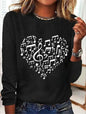 Women's Print Long-sleeved Hoodless Sweatshirt