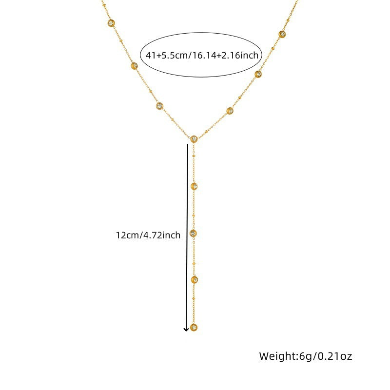 Fashion Simple Inlaid Round Diamond Chain Necklace