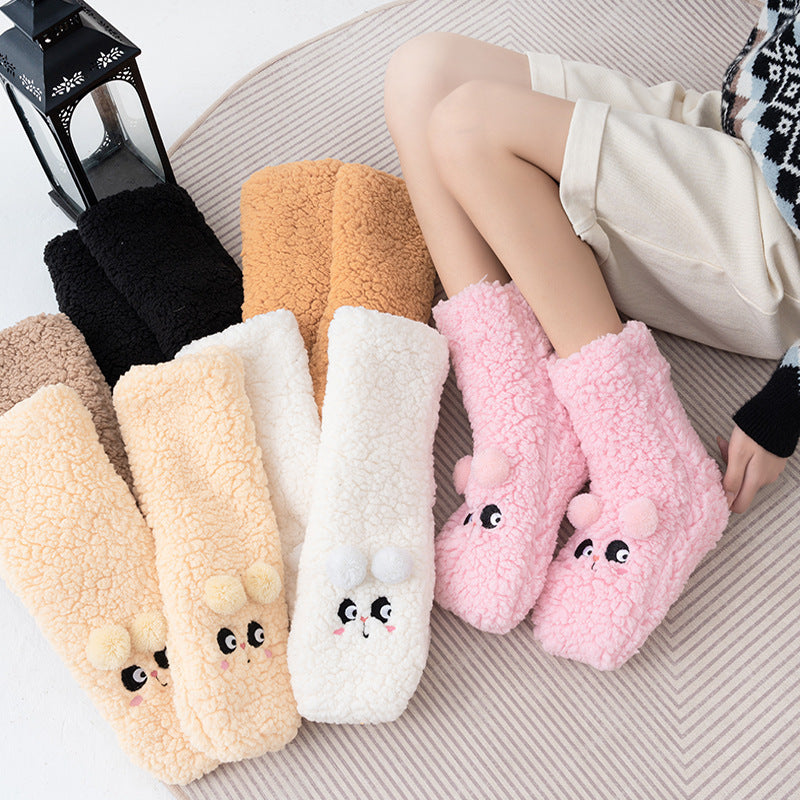 Thickened Winter Fuzzy Socks Women Warm Home Slipper Solid Color Socks Girl Cute Christmas Gift Female Funny Sleep Floor Socks