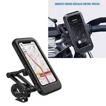 Motorcycle Phone Holder Waterproof Sensitive TPU Touch Screen 360° Rotation Bike Navigation Mount