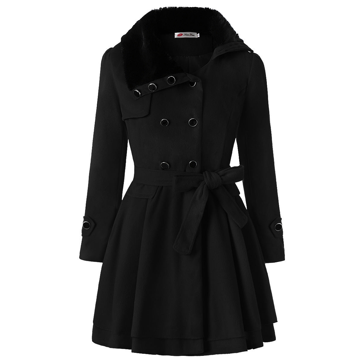 Women's Clothing Slim-fit Mid-length Woolen Coat Double-breasted Padded Coat