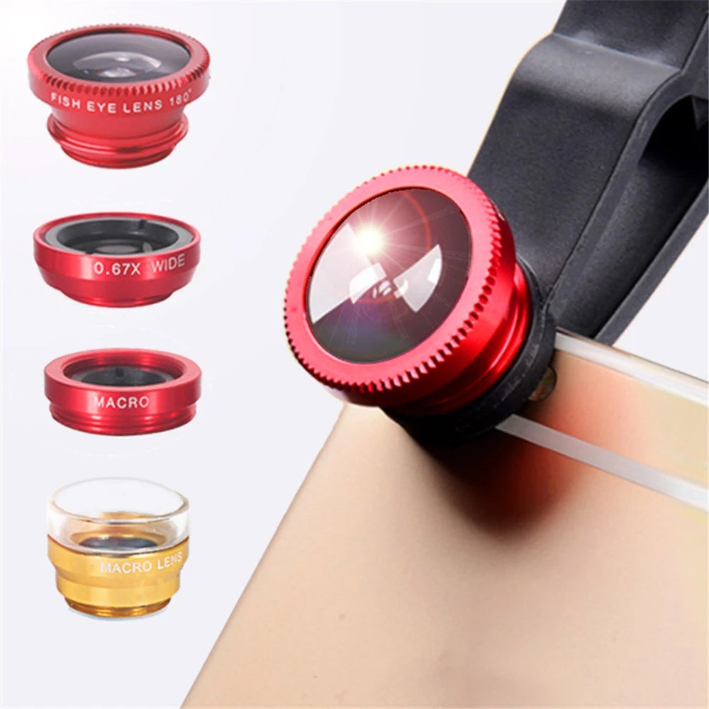 Phone Lens Fisheye 0.67x Wide Angle Zoom Lens Camera Kit