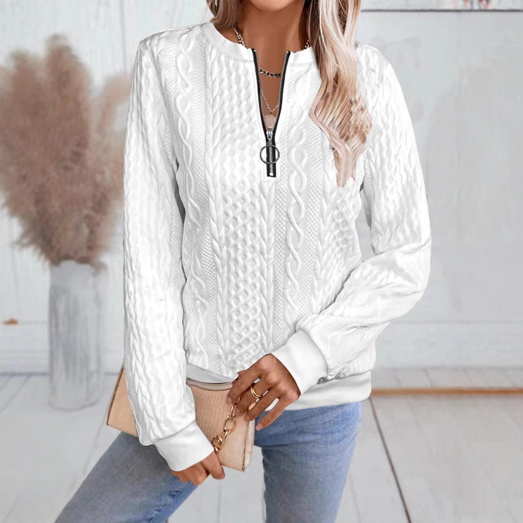 Casual Neckline Long-sleeve Zipper Sweaters Women's Clothing