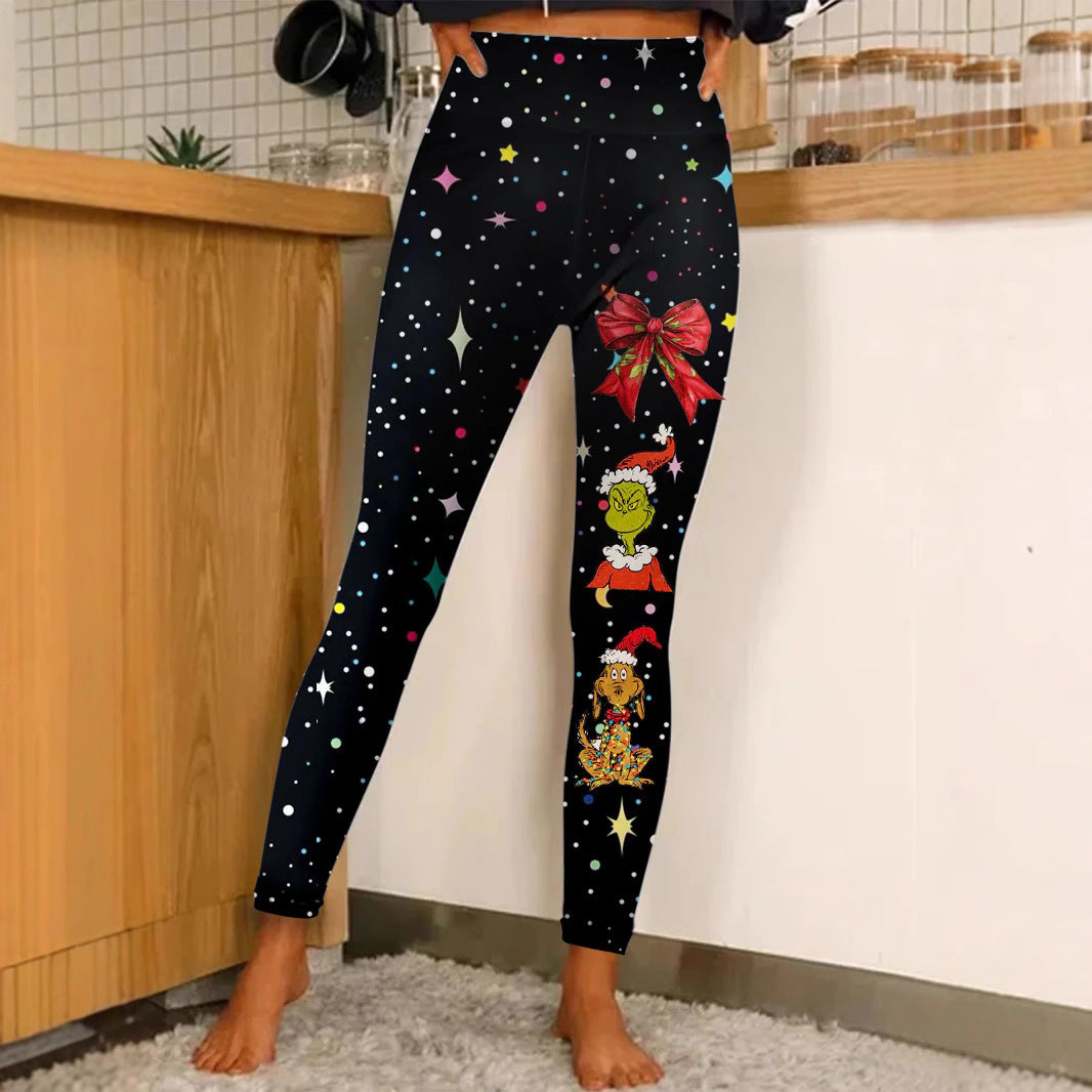 Christmas Printing Fashion Trend Women's Home Outdoor Tight Leggings