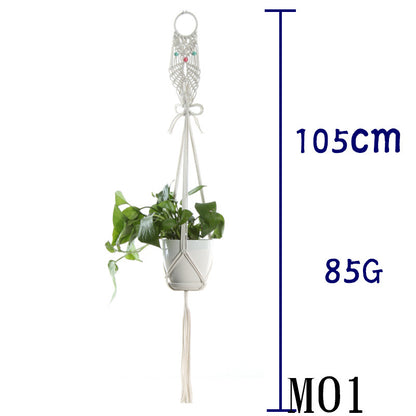 Flower Pot Net Bag Beige Cotton Rope Indoor Plant Hanger Hanging Basket Sling