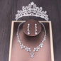 Bridal Rhinestone Crown Necklace Set Wedding Accessories