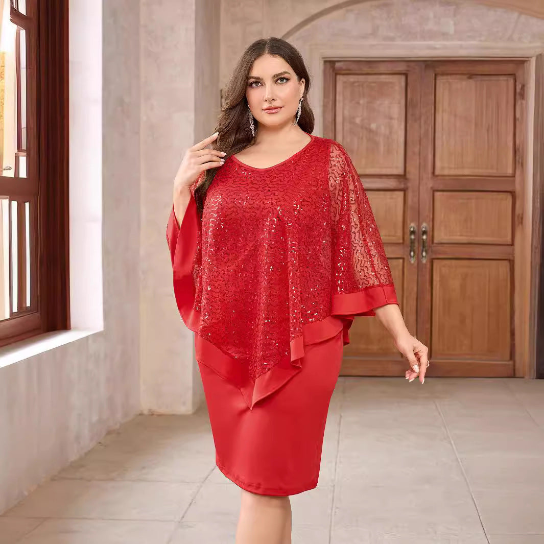 Plus Size Dress Marking Knee-length