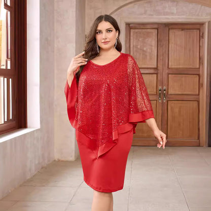 Plus Size Dress Marking Knee-length