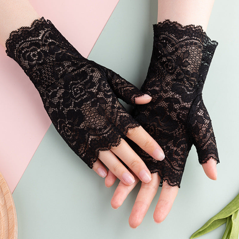 Summer Scar Cover Up Lace Short Gloves Women's Thin