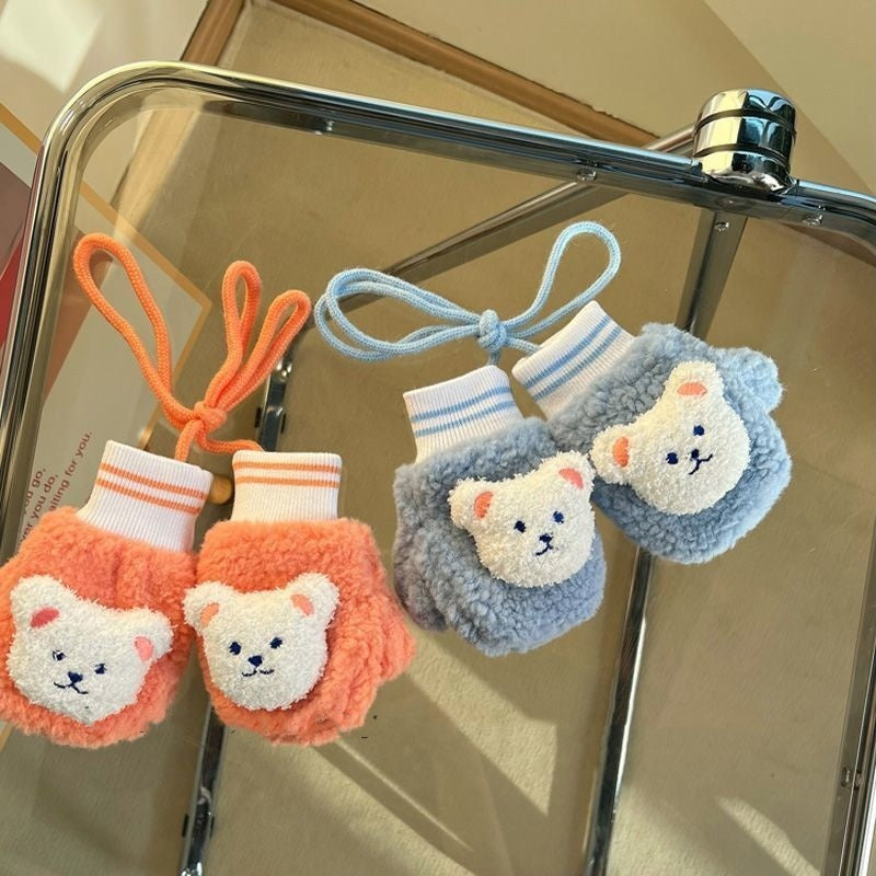 Cartoon Children's Fleece-lined Warm Gloves With Neck