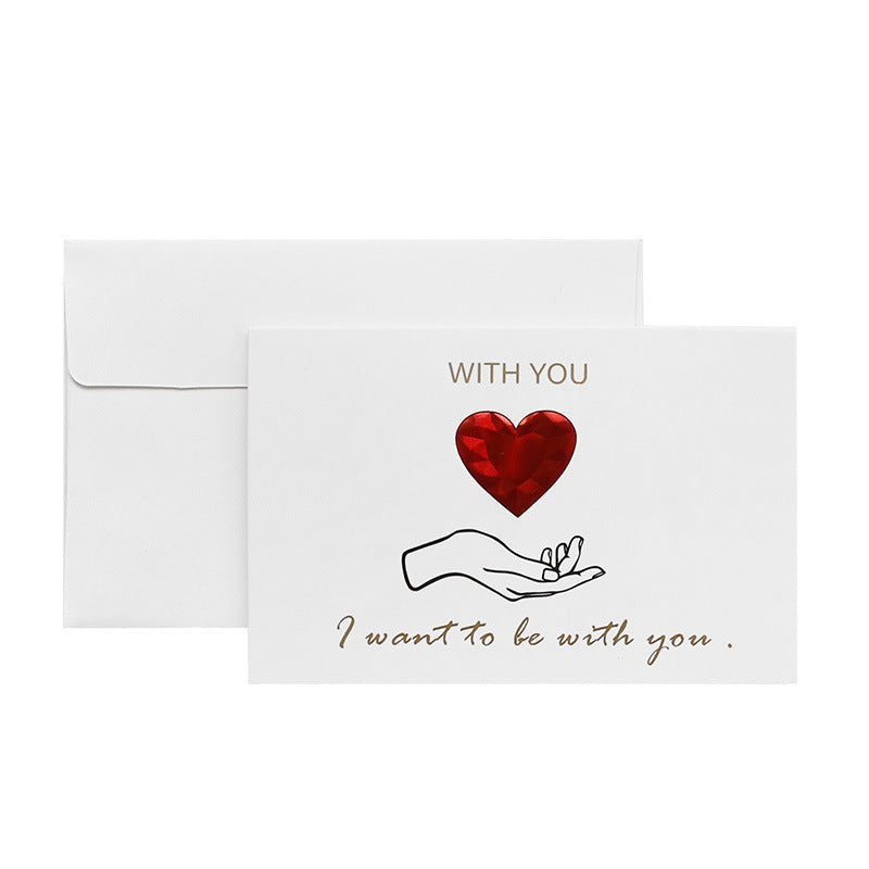 Solid Red Heart Greeting Card with Envelopes Romantic Letter I Love You Forever