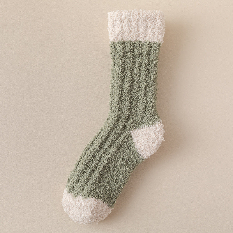 Coral Fleece Socks Women's Thickened Thermal Middle Tube