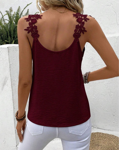 New 2 Solid Color V-neck Patchwork Sling Top