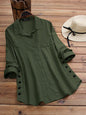 New Women's Solid Color Striped Button Top