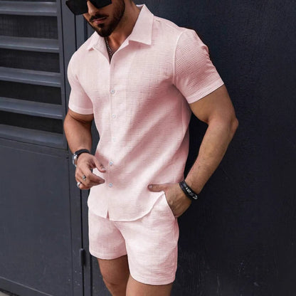 Men's Short-sleeved Shirt Shorts Sports Casual Two-piece Suit