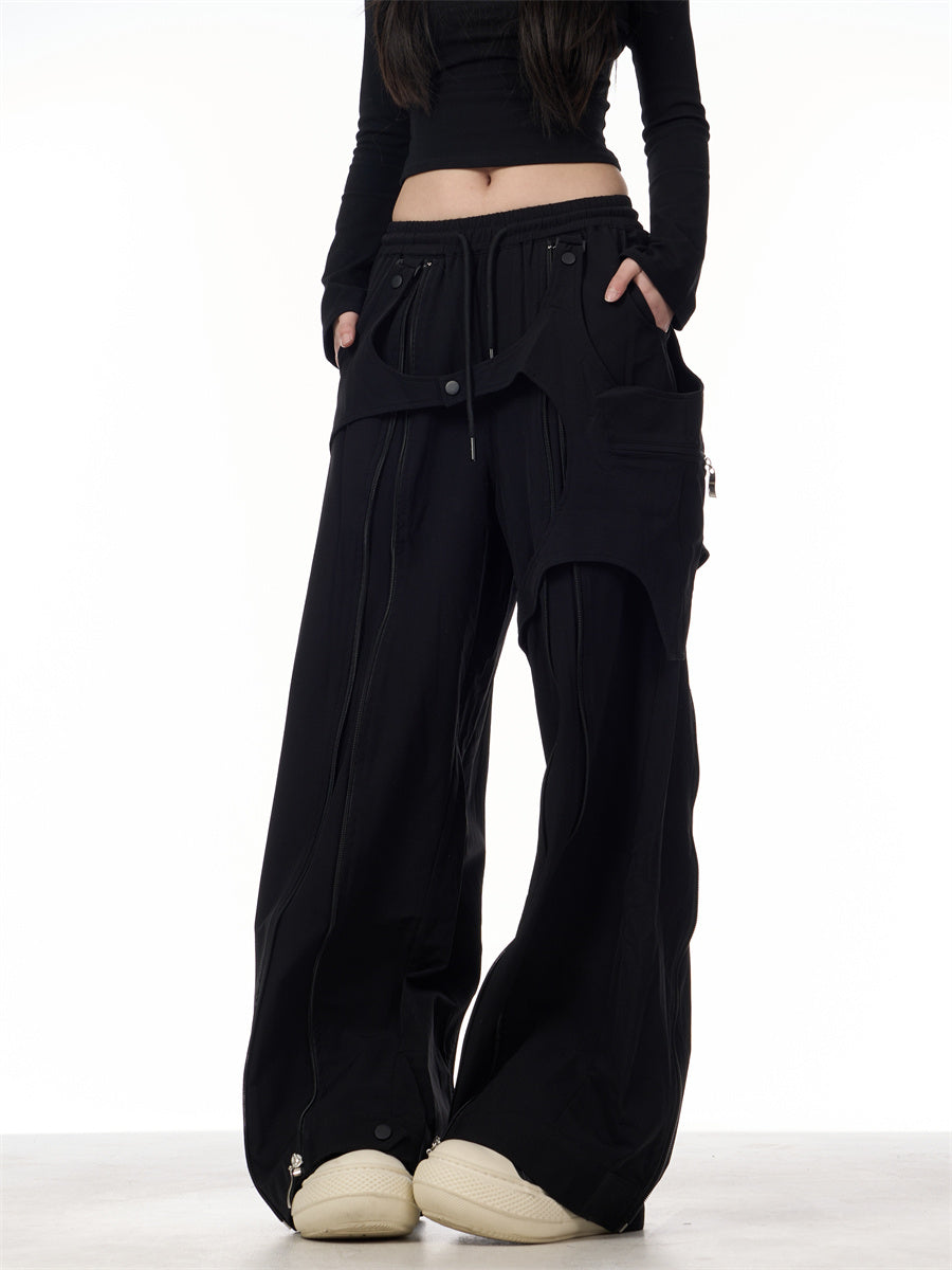 Patchwork Design Casual Pants Women's Loose Wide-leg Pants