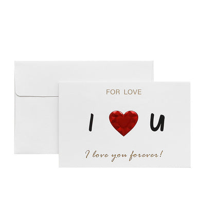 Solid Red Heart Greeting Card with Envelopes Romantic Letter I Love You Forever