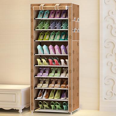 Actionclub Oxford Cloth Minimalist Multi-functional Dustproof Shoe Cabinet Shoes Racks 10 Layer 9 Grid Shoe Organizer Shelf