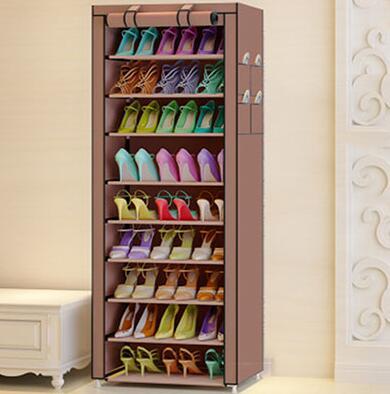 Actionclub Oxford Cloth Minimalist Multi-functional Dustproof Shoe Cabinet Shoes Racks 10 Layer 9 Grid Shoe Organizer Shelf