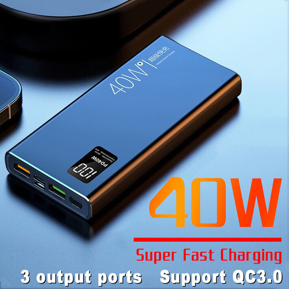 80000mAh Portable Power Bank USB LCD External Battery Charger For Cell Phone 40W