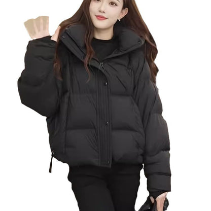 Women's Short Cotton Jacket Hooded Loose Coat