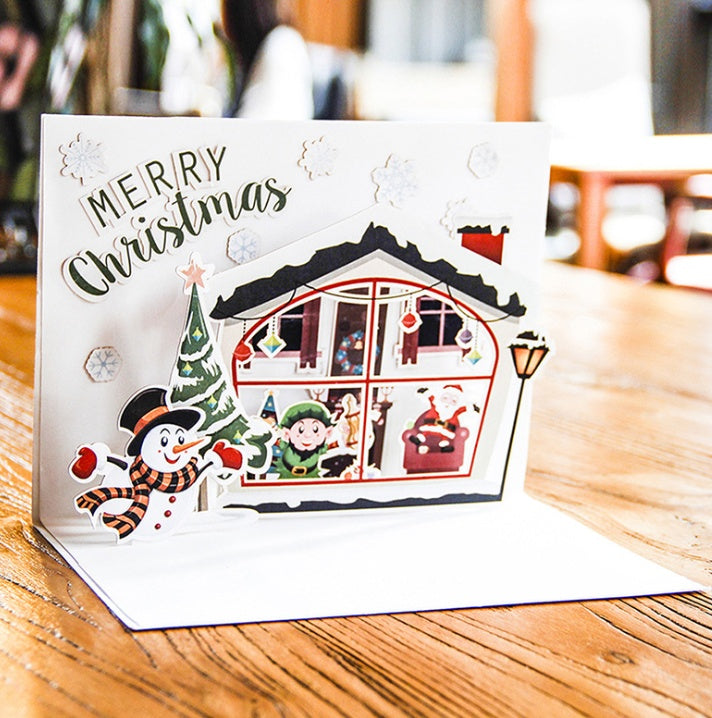 Christmas Card Wholesale Creative 3D Stereo Greeting Card Holiday Wish Card Kindergarten Handmade Greeting Card