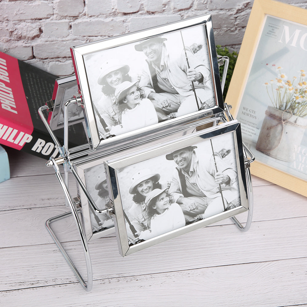 Horizontal Placement Photography Studio Rotating Metal Photo Picture Frame for 6x4in Photo