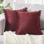 Ball ball lace pillow velvet solid color sofa short plush ball cushion cover