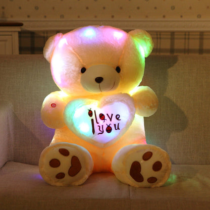 Lingjun Teddy Bear Plush Doll Music Glowing Hugging Bear