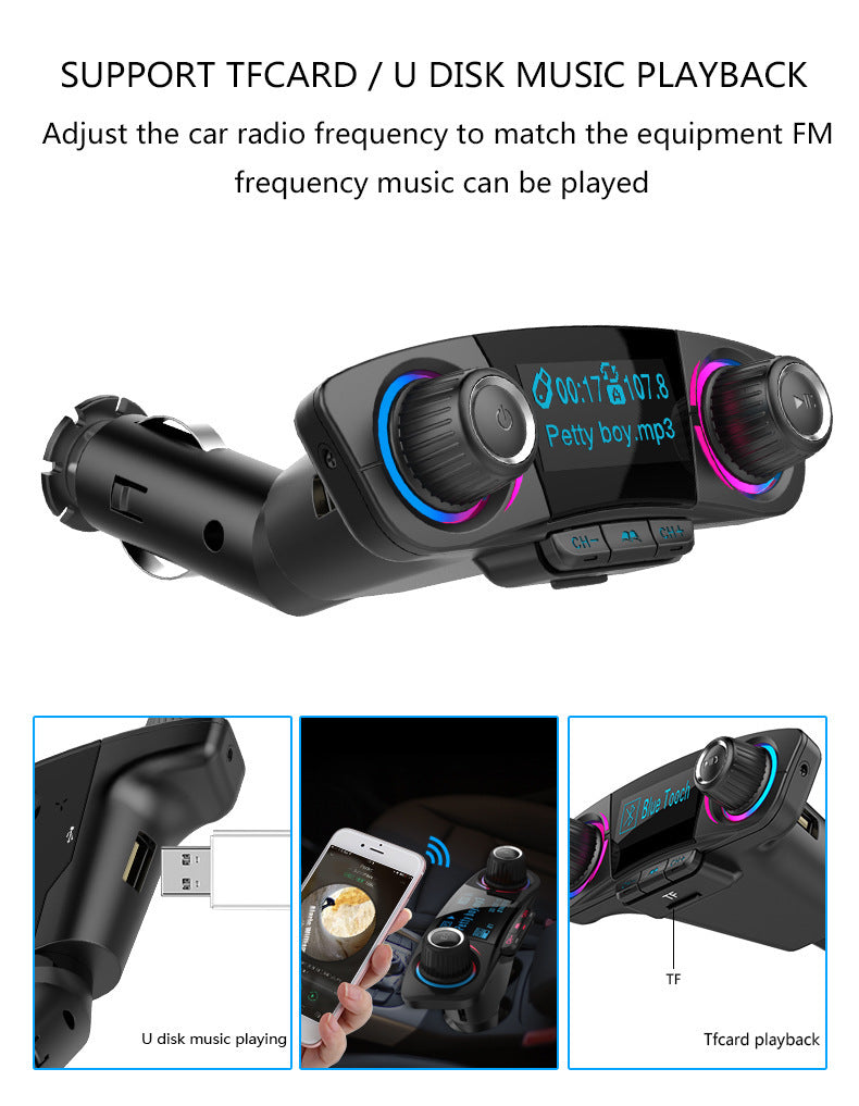 Încărcător auto fără fir Bluetooth Transmițător FM Player MP3 Adaptor radio USB SUA