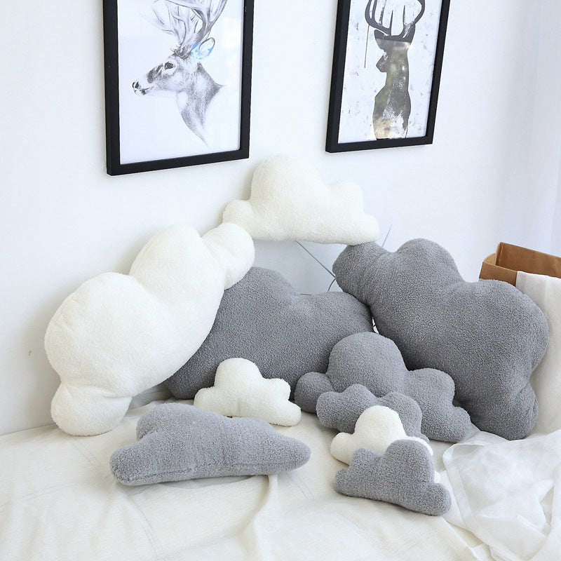 Lovely Gray White Cloud Shaped Pillow Cushion Stuffed Plush Toy Bedding Baby Room Home Decoration Gift Girl Birthday Present